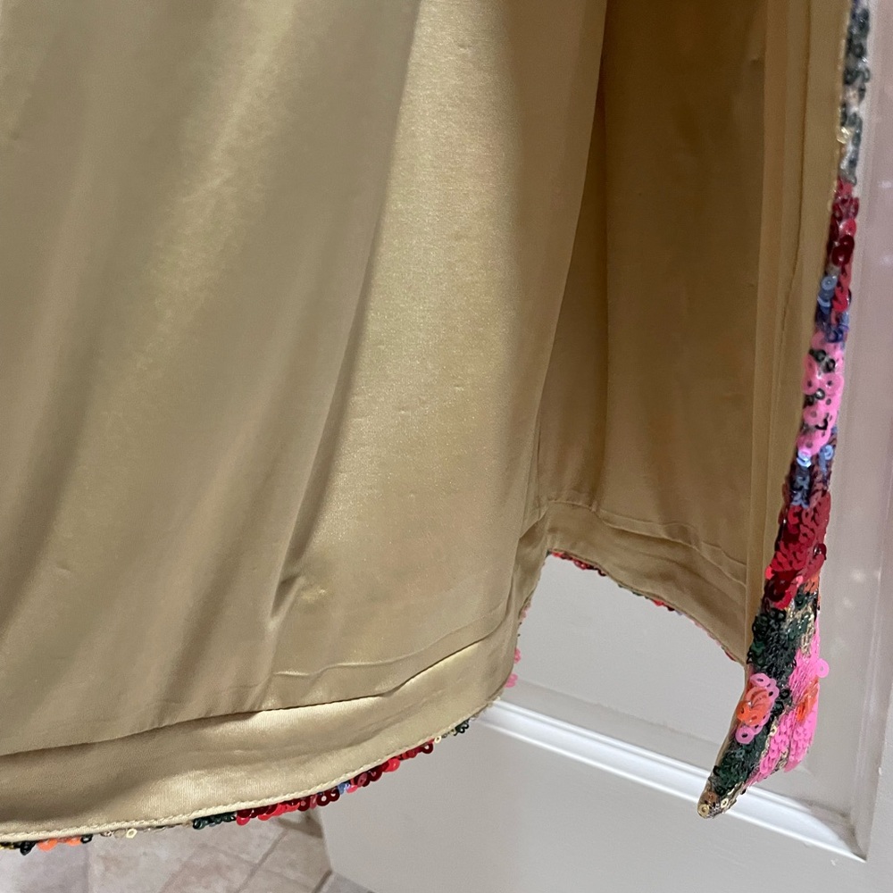 Unique Designer Floral Sequin Strapless Maxi - Picture 6 of 6